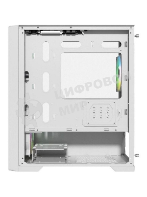 Компьютерный корпус Powercase ByteFlow Micro White, Tempered Glass, 4х 120мм ARGb fans, ARGb HUB, белый, mATX (CAMBFW-A4)