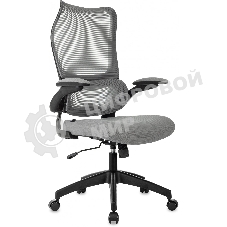 Кресло руководителя Бюрократ Sigma 1 серый, сетка/ткань, крестов. пластик