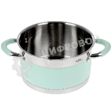 Кастрюля LARA LR02-541 MINT 18x10 см, 2,4 л, носик, индукционное дно, крышка с бортом, полипропилен, силикон, нержавеющая сталь