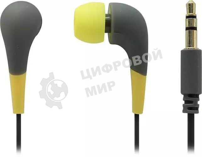 Проводные наушники Smartbuy Curve желтый/серый, внутриканальные, Jack 3.5 мм, покрытие soft-touch, сменные амбушюры