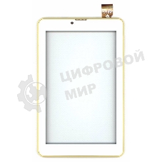 Сенсорное стекло (тачскрин) для Irbis TZ753, белое с желтой рамкой