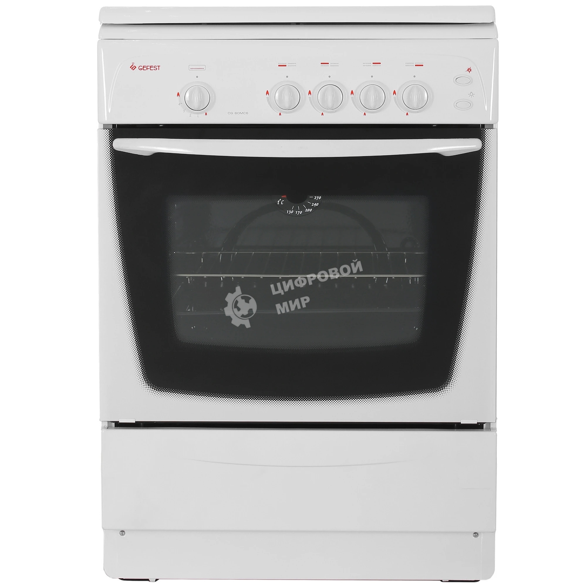 Плита газовая Gefest CG 60М C6 К73 белый, конфорок 4 шт, духовка 63 л, 60 см x 85 см x 60 см