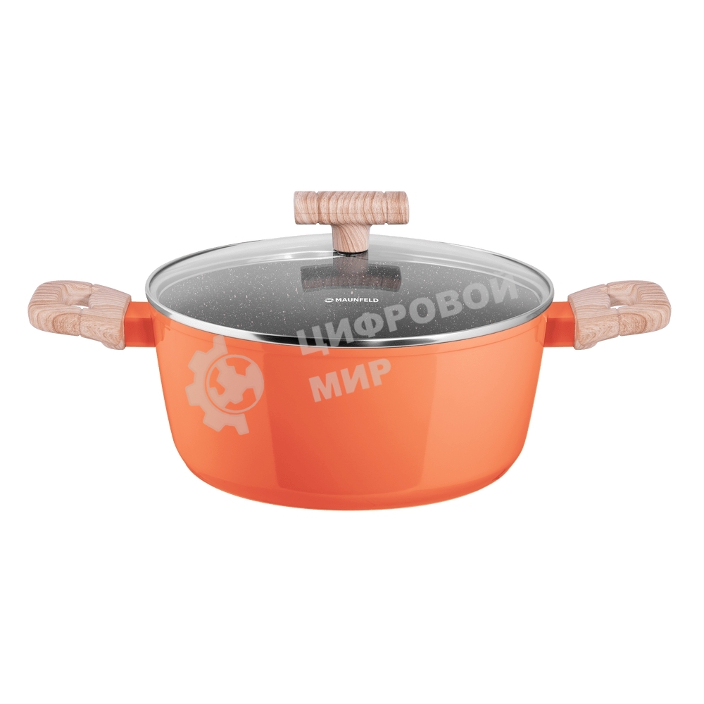 Кастрюля Maunfeld MARTA MCS41FA06CL из кованого алюминия со стеклянной крышкой, 24 см, 4,1 л.