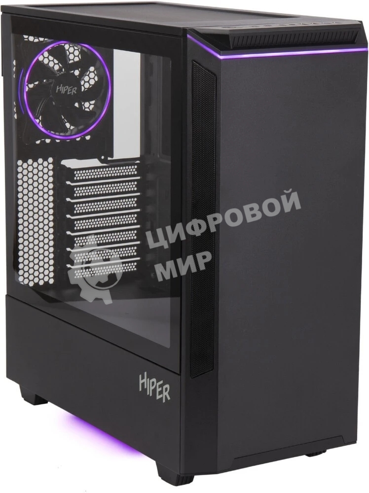 Компьютерный корпус Hiper PB81 черный без БП ATX 3x120мм 2xUSB2.0 2xUSB3.0 audio bott PSU