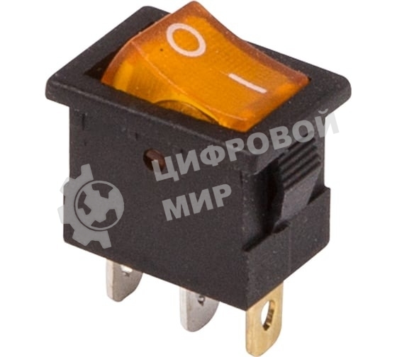 Выключатель клавишный Rexant 12V 15А (3с) ON-OFF желтый с подсветкой Mini