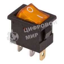 Выключатель клавишный Rexant 12V 15А (3с) ON-OFF желтый с подсветкой Mini