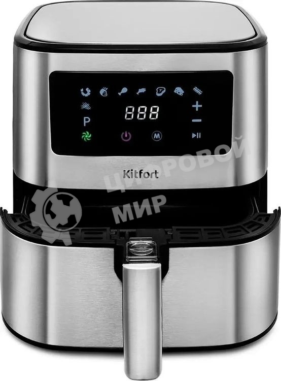 Аэрогриль Kitfort KT-2228 серебристый, 1700 Вт, 5.5 л, сенсор, 9 программ