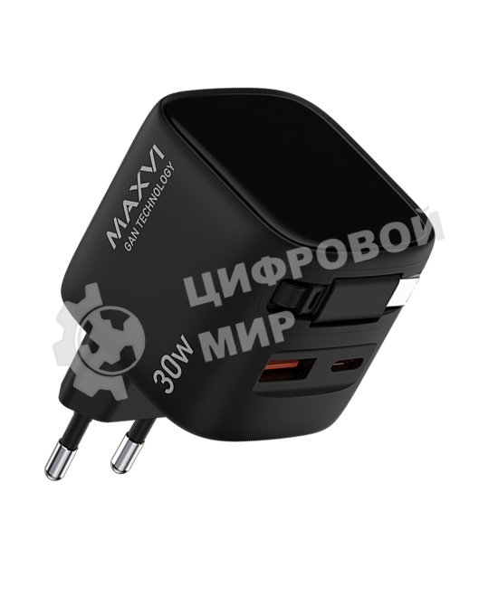 Сетевое зарядное устройство Maxvi SFC-330GN Type-C\USB 30W PD QC3.0 черный
