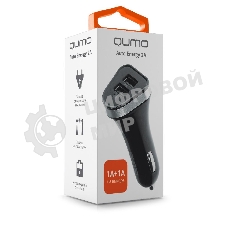 Автомобильное зарядное устройство QUMO 3A, 2 USB, 1A+2A черный