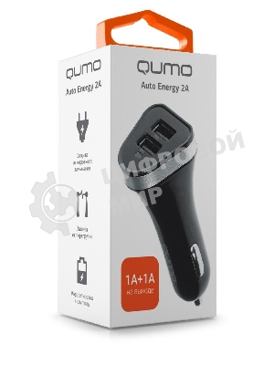 Автомобильное зарядное устройство QUMO 3A, 2 USB, 1A+2A черный