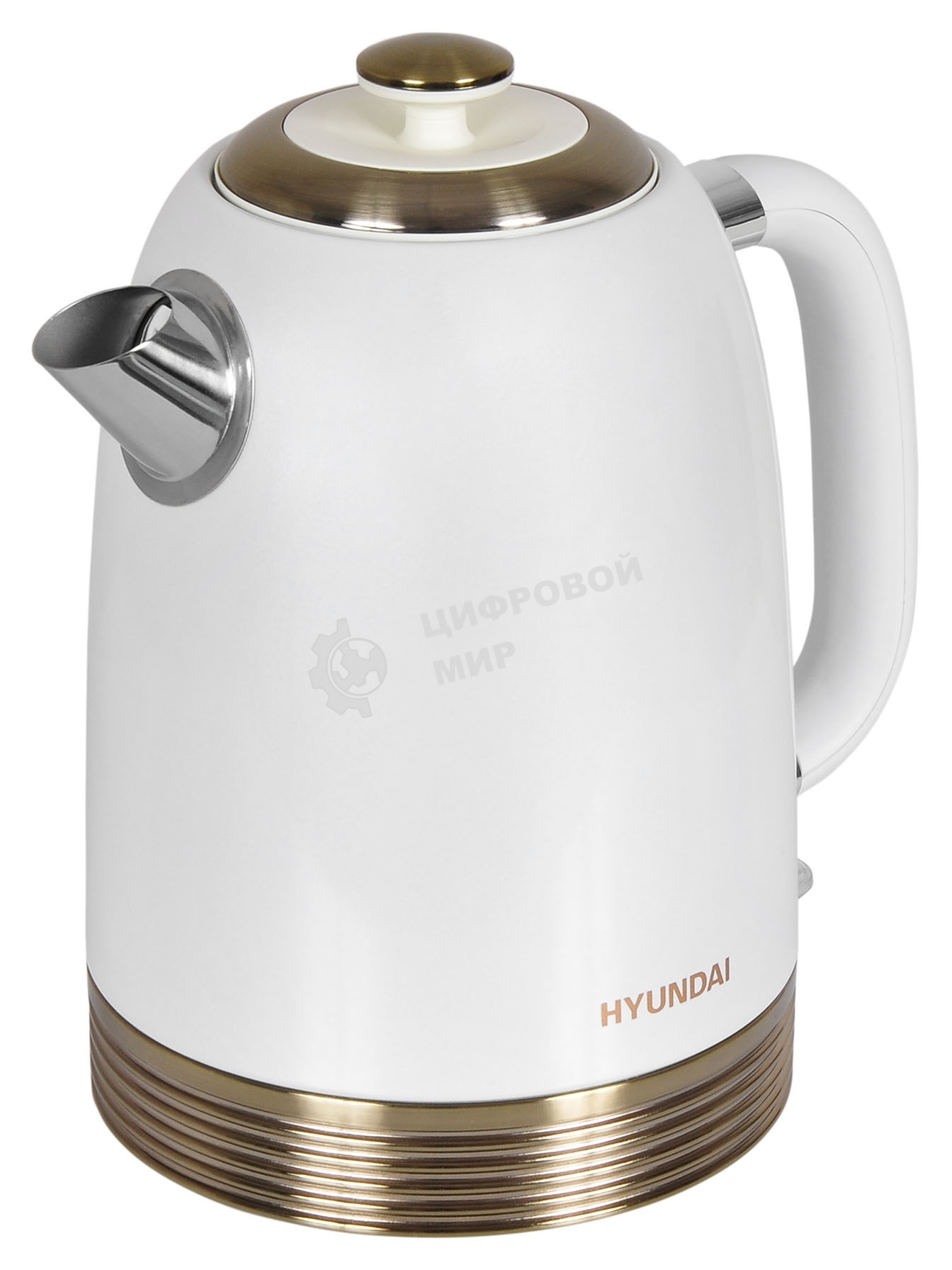 Чайник электрический Hyundai HYK-S4500 1.7 л, 2200 Вт, жемчужный/золотистый (корпус: нержавеющая сталь/пластик)