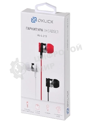 Проводные наушники Oklick HS-S-210 красный, внутриканальные, Jack 3.5 мм
