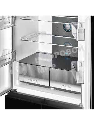 Холодильник Kuppersberg NFFD 186 BG черное стекло трехкамерный 303/172л морозилка сбоку, No Frost, Side by Side