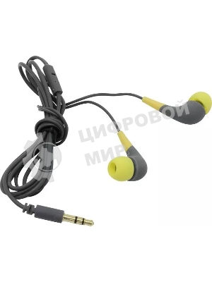 Проводные наушники Smartbuy Curve желтый/серый, внутриканальные, Jack 3.5 мм, покрытие soft-touch, сменные амбушюры
