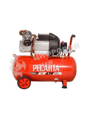 Компрессор поршневой Ресанта КП-50/400М масляный 400л/мин 50л 2500Вт красный/черный