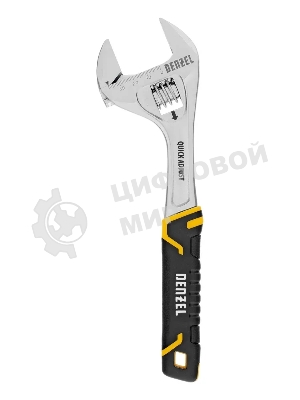 Ключ разводной Denzel 15743, 250 мм (раскрытие до 38 мм), CrV, с быстрым сбросом, кованый, TPR рукоятка