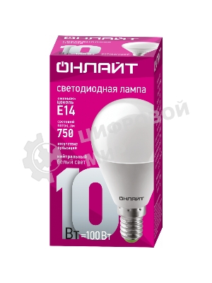 Лампа светодиодная ОНЛАЙТ 61966 OLL-G45-10-230-4K-E14