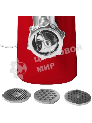 Мясорубка электрическая Starwind SMG3225 красный, 1500 Вт, 2.0 кг/мин, реверс, защита от перегрузки, насадки - 8