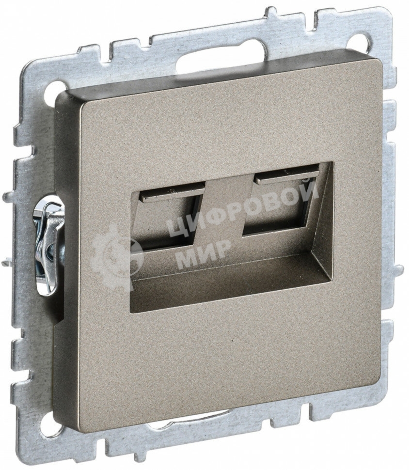 Розетка компьютерная двойная IEK BRITE РК10-2-БрШ (BR-K20-1-K37) СП RJ45 кат.5E шампань
