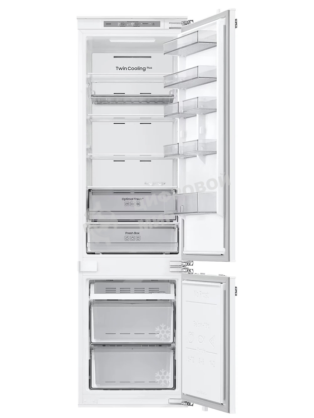 Встраиваемый холодильник Samsung BRB70F30AEF0EO белый двухкамерный 224/74л морозилка снизу No Frost