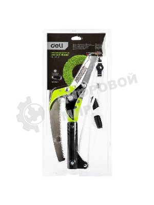 Выдвижная шестопильная пила и секатор Deli DL580511, 2 шкива, сталь SK5, длина лезвия 290 мм, телескопическая рукоятка