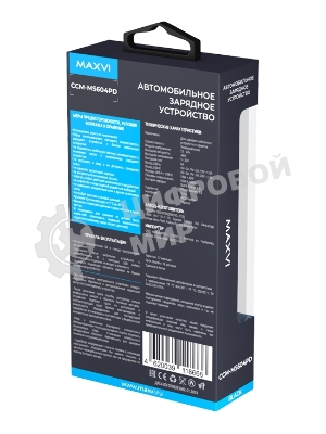 Автомобильное зарядное устройство Maxvi CCM-MS604PD 48W 6A (USB + Type-C, QC3.0 PD3.0) черный