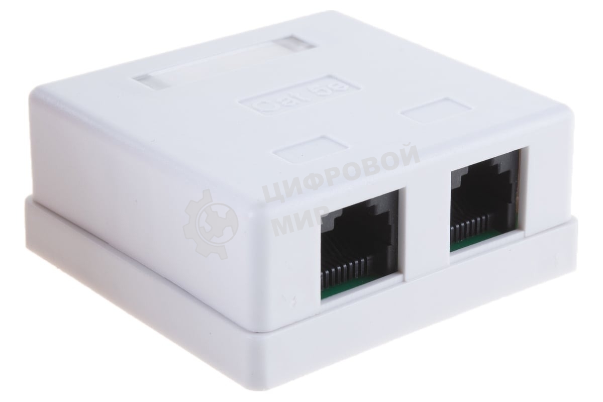 Розетка GEMBIRD NA214 RJ-45 кат.5e внешняя 2 порта, 110/Krone