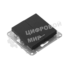 Механизм выключателя EKF UP1-SWB-24 двухклавишный, с подсветкой, черный Эпика