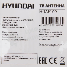 Антенна телевизионная Hyundai H-TAE100 9дБ пассивная серебристый