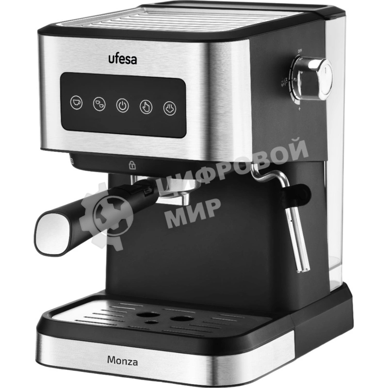 Кофеварка рожковая Ufesa MONZA черный/серебристый, исп. кофе - молотый, 1.5 л, 1050 Вт, 20 бар