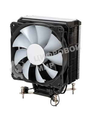 Кулер для процессора Eurocase 4PI120ARGB черный, 120 мм, алюминий/медь, 1800 об/мин, 36 дБ, 4 pin, 180 Вт, 157 мм