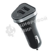 Автомобильное зарядное устройство QUMO 2A, 2 USB, 1A+1A черный, кабель Apple 8 pin в комплекте
