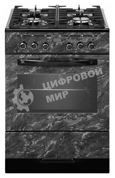 Плита комбинированная Gefest ПГЭ 5302-03 0053 черный, конфорок 4 шт, духовка 55 л, 50 см x 85 см x 58.5 см