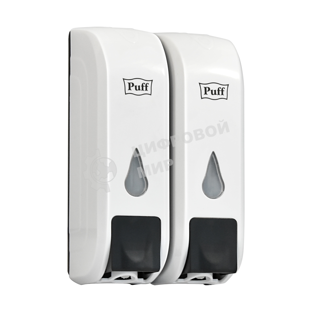 Дозатор для жидкого мыла пластиковый puff-8108 белый с черной кнопкой, 350+350 мл, 22х9х14 см