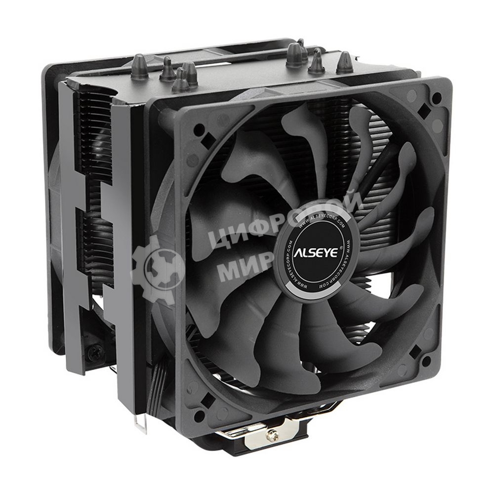 Кулер для процессора Alseye S120D-B черный, 120 мм, алюминий/медь, 1700 об/мин, 38.8 дБ, 4 pin, 135 Вт, 153 мм