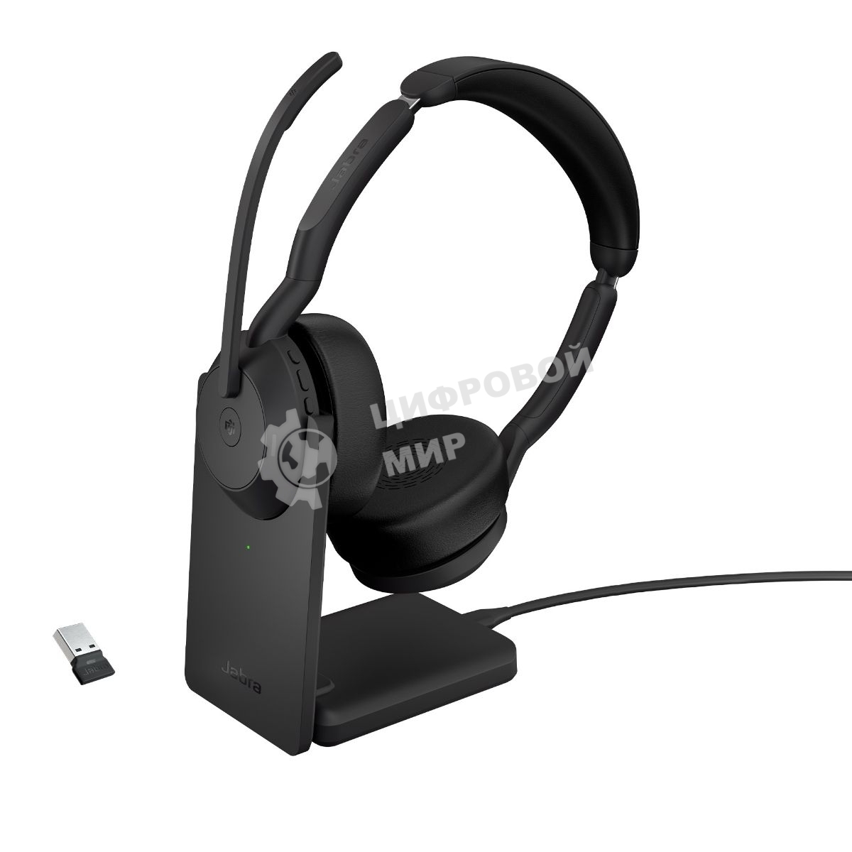 Гарнитура Jabra Evolve2 55 чёрный, беспроводная, Bluetooth, до 18 ч + стойка