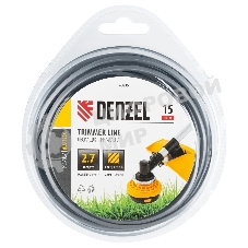 Леска для триммера Denzel армированная алюминием квадратная, 2,7мм х 15м, блистер ALUFLEX