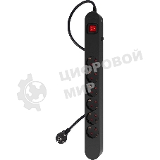 Сетевой фильтр Ippon NF-EU-3-16 3 м, 6 розеток, черный, коробка