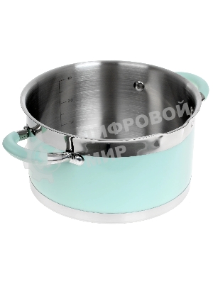 Кастрюля Lara LR02-542 MINT 20x11см, 3,3 л, носик, индукционное дно, крышка с бортом, полипропилен, силикон, нержавеющая сталь