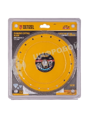 Диск алмазный отрезной Denzel 230 х 22,2мм, сплошной, супертонкий, горячий пресс, сухой/мокрый рез