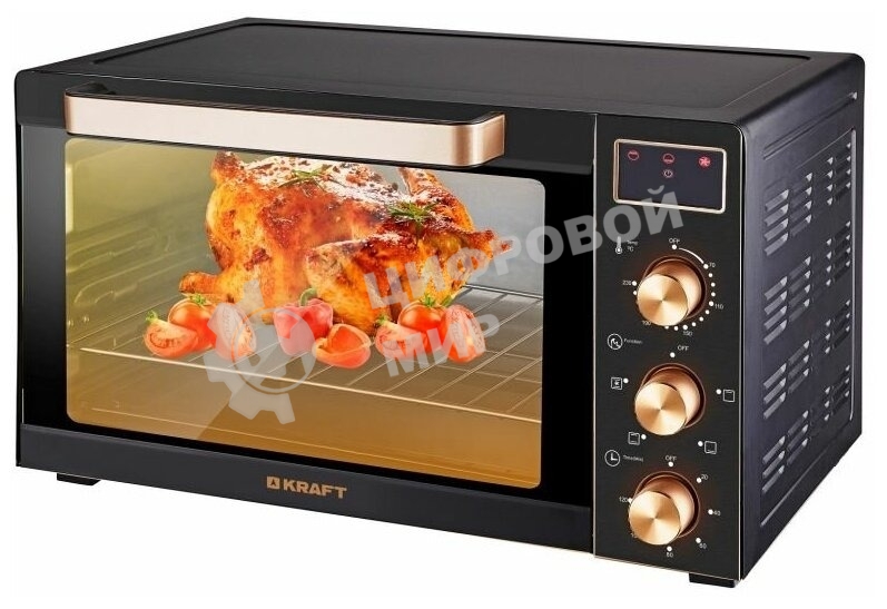 Мини-печь Kraft KF-MO 3506 KGLB (черный/золото) с дисплеем