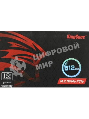 Накопитель SSD KingSpec NX-512, 512Gb, PCIe 3.0 x4, M.2 2280, NVMe, R/W 3400/3100