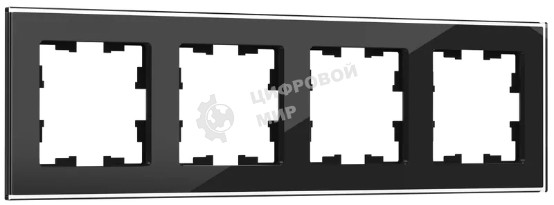 Рамка 4-местная IEK BRITE РУ-4-2-БрЧ (BR-M42-G-K02) стекло черный
