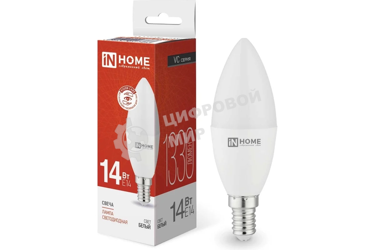 Лампа светодиодная LED-СВЕЧА-VC 14Вт E14 4000К 1330лм IN HOME 4690612047768