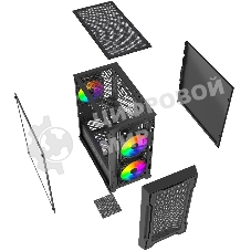 Компьютерный корпус Powercase Mistral Micro X3B ARGb, Tempered Glass, 3x 120мм ARGb PWM Fan, черный, mATX (CMMXB-A3)