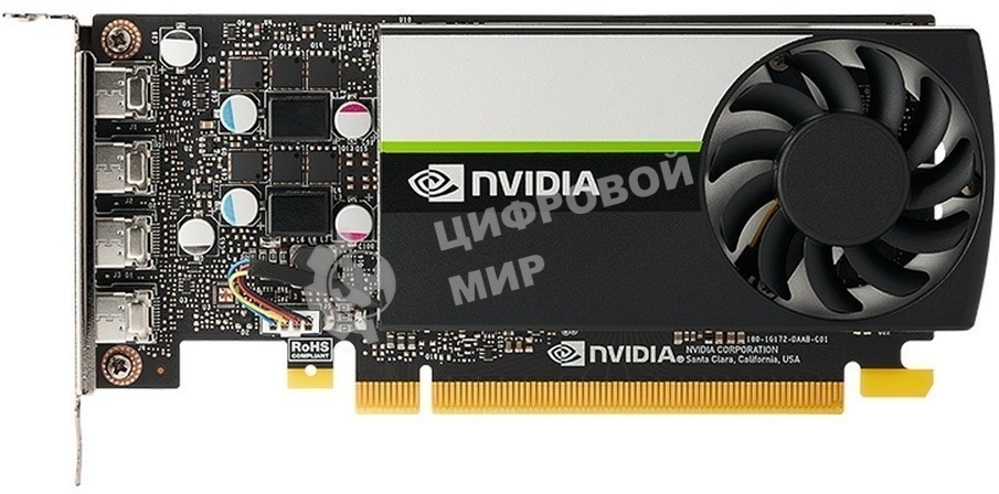 Видеокарта NVIDIA T1000 4G, long bracket and short bracket together