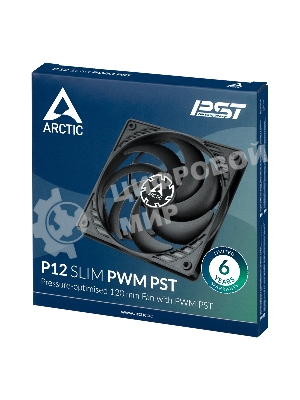 Вентилятор для корпуса Arctic P12 SLIM PWM PST черный, 120 мм, 2100 об/мин, 22.5 дБ, 4 pin