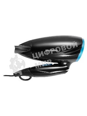Фен Starwind SHD 7066 черный/синий, 1600 Вт, компактный, ионизация