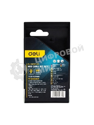 Набор сверл по металлу HSS (1,5-6,5мм, 13 шт) Deli DH-MHZ013-ED1 пластиковый кейс