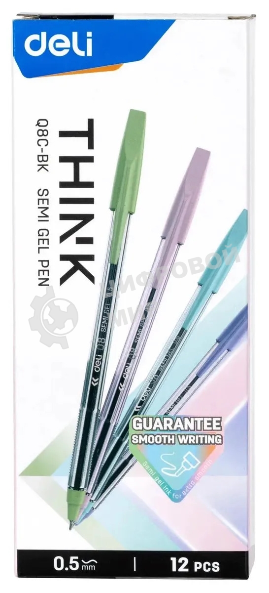 Набор ручек шариковых Deli Think EQ8C-BK, черные чернила (12шт), линия 0.5мм